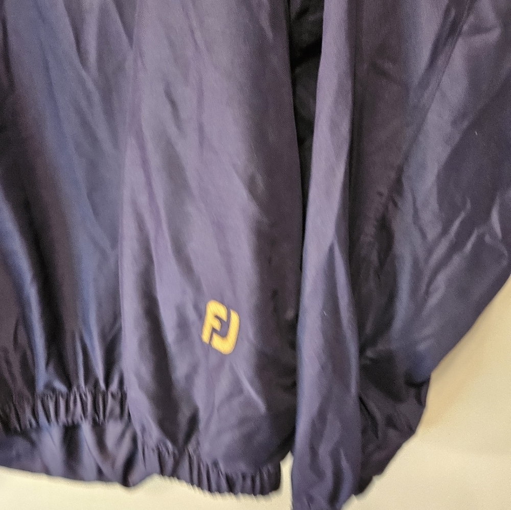 Footjoy FJ Pullover Windreaker Mens XL Solid Navy Blue V Neck Jacket Golf - Picture 2 of 7
